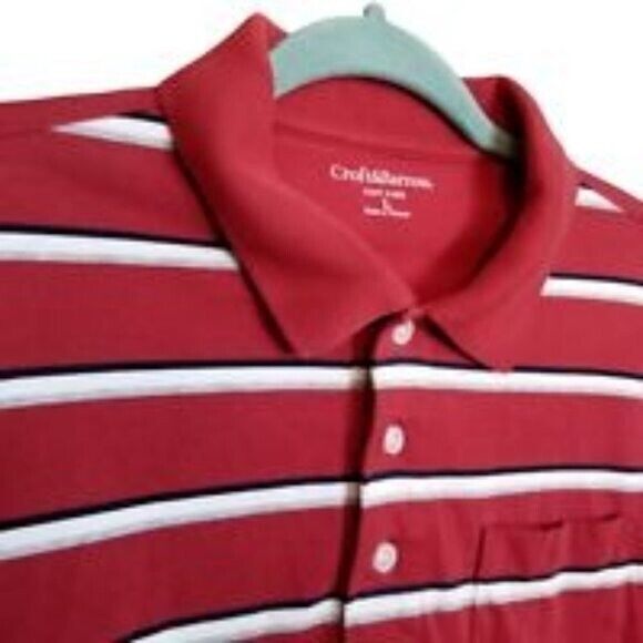 Croft & Barrow Mens Sz XL Red White Striped Short Sleeve Polo Shirt - Picture 4 of 8